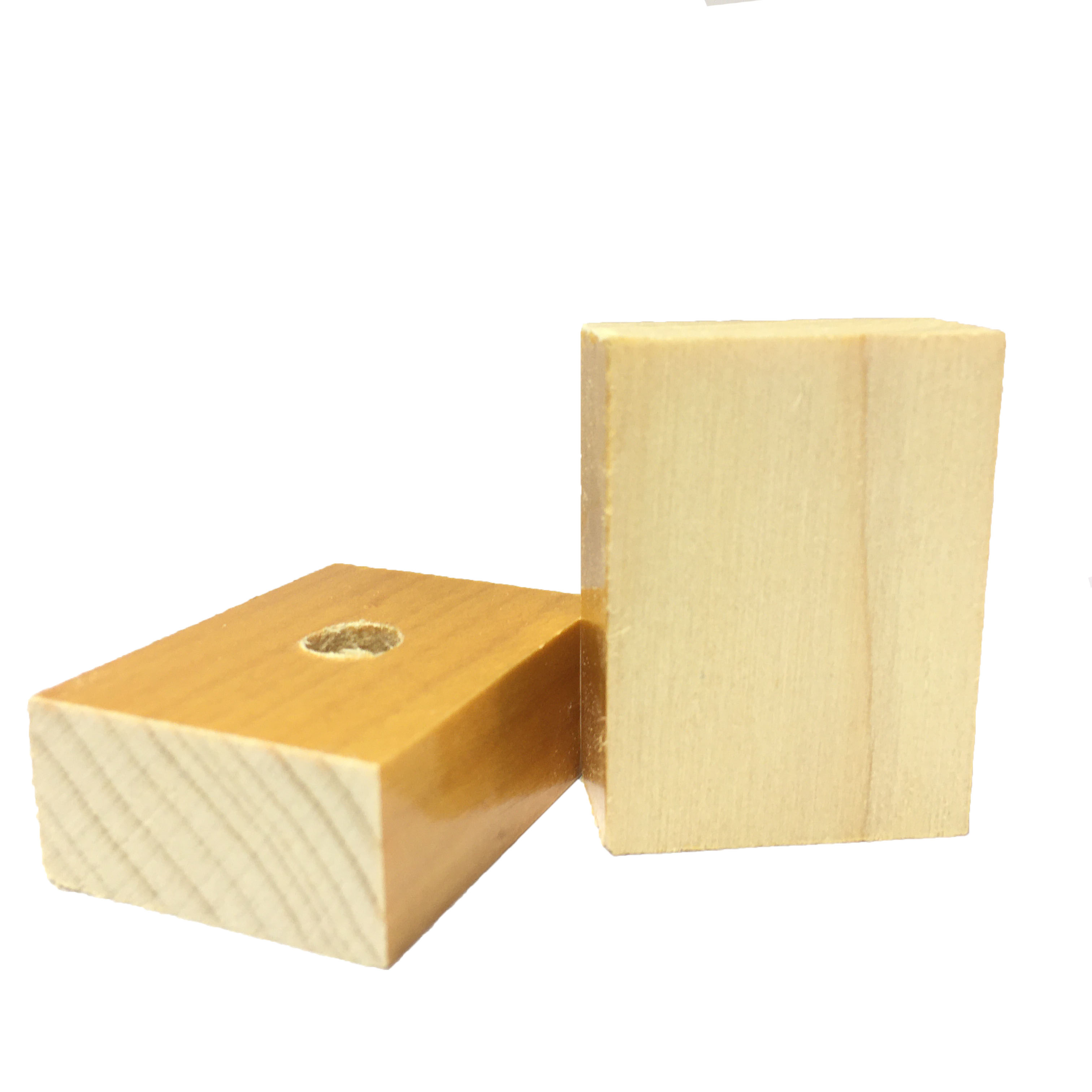 Base Furada para Carimbo de Madeira Retangular 25x50mm