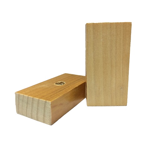 Base Furada para Carimbo de Madeira Retangular 30x70mm