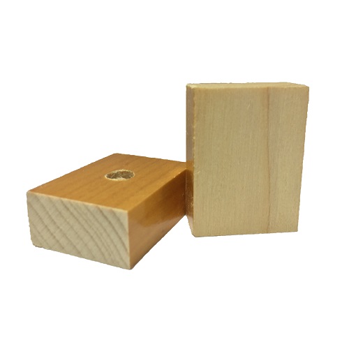 Base Furada para Carimbo de Madeira Retangular 35x35mm