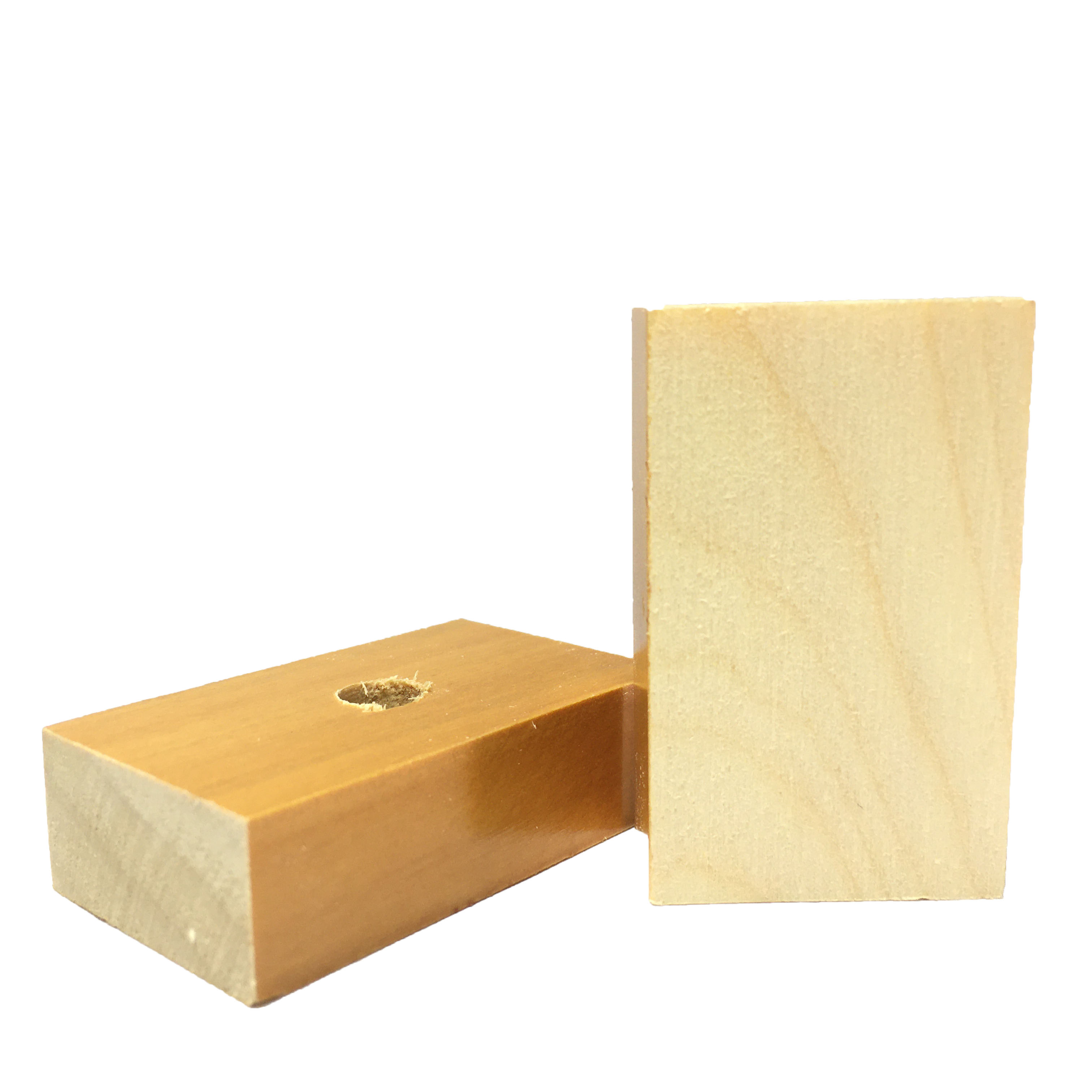 Base Furada para Carimbo de Madeira Retangular 35x60mm