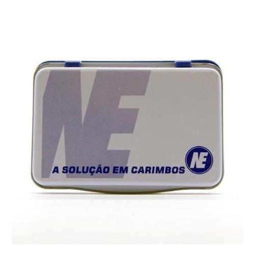 Almofada para Carimbo Ne Azul com Tampa de Metal Retangular 66x105mm