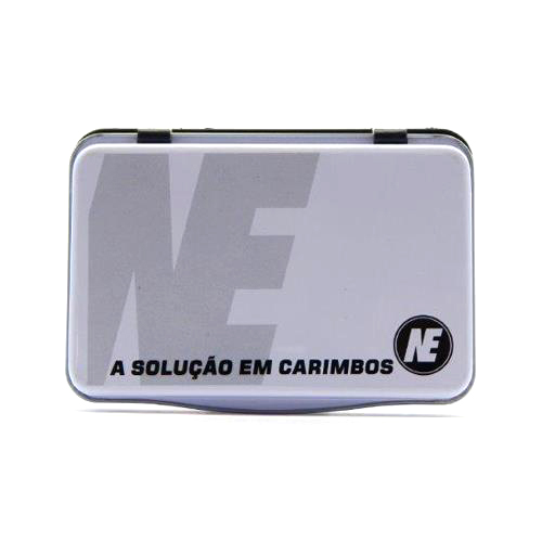 Almofada para Carimbo Ne Preta com Tampa de Metal Retangular 66x105mm