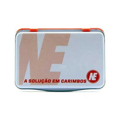 Almofada para Carimbo Ne Vermelha com Tampa de Metal Retangular 66x105mm