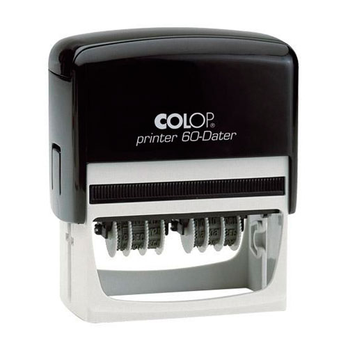 Carimbo Automático Colop Printer 60 Datador Numerador Preto Placa Texto Retangular 38x76mm