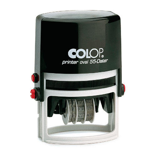 Carimbo Automático Colop Printer O55 Datador Preto Placa Texto Oval 35x55mm