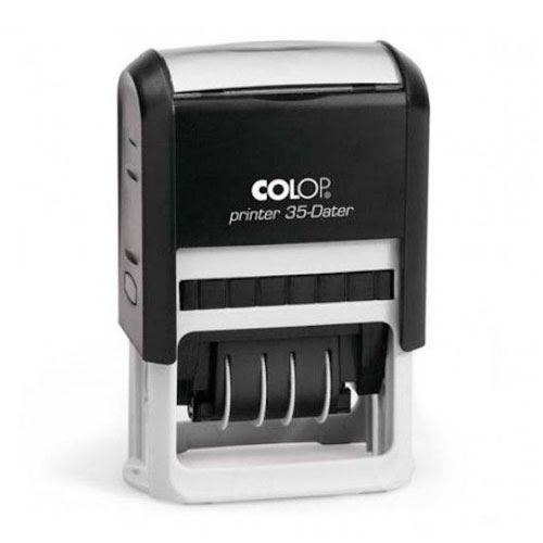 Carimbo Automático Colop Printer 35 Datador Preto Placa Texto Retangular 30x50mm