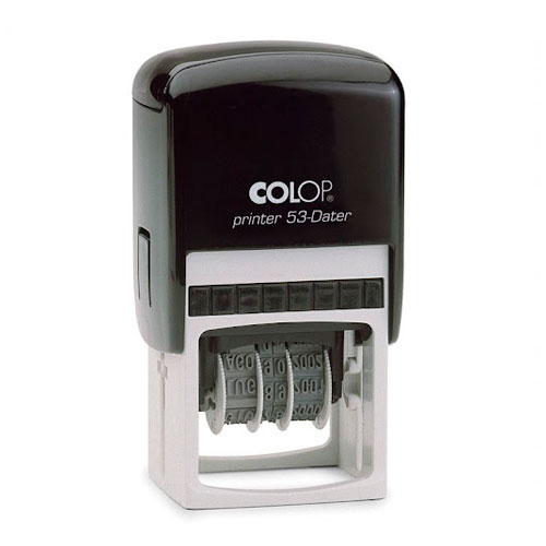 Carimbo Automático Colop Printer 53 Datador Preto Placa Texto Retangular 30x45mm