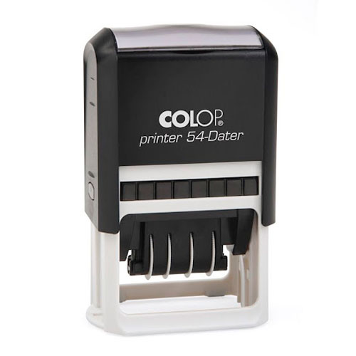 Carimbo Automático Colop Printer 54 Datador Preto Placa Texto Retangular 40x50mm