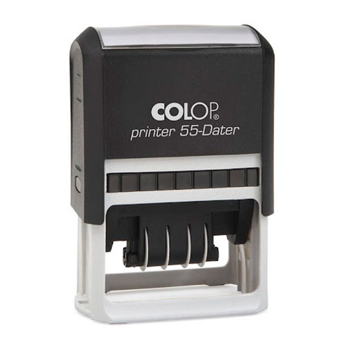 Carimbo Automático Colop Printer 55 Datador Preto Placa Texto Retangular 40x60mm