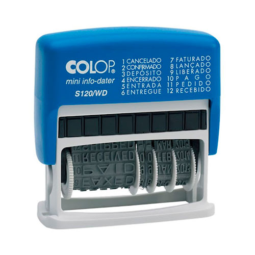Carimbo Automático Colop Printer S120wd Varios Dizeres e Datador Azul