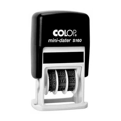 Carimbo Automático Colop Printer S160 Datador Preto Placa Texto Retangular 5x25mm