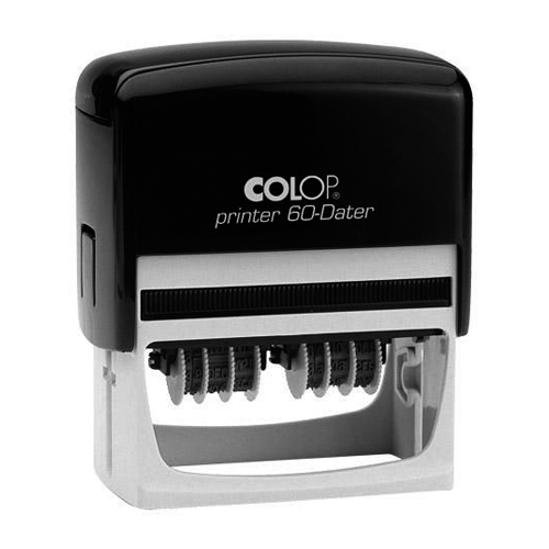 Carimbo Automático Colop Printer 60 Numerador Duplo com 12 Dígitos Placa Texto Retangular 37x76mm