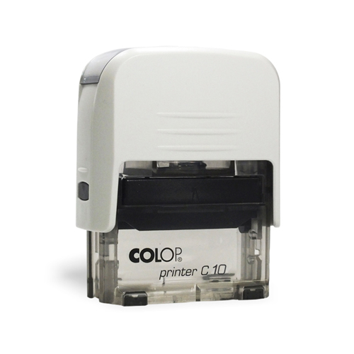 Carimbo Automatico Colop Printer Compacto 10 Branco com Base Transparente Placa Texto Retangular 10x27mm