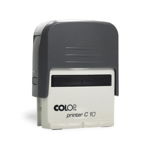 Carimbo Automatico Colop Printer Compacto 10 Cinza Placa Texto Retangular 10x27mm