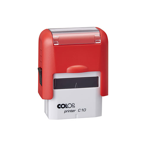Carimbo Automatico Colop Printer Compacto 10 Vermelho Placa Texto Retangular 10x27mm