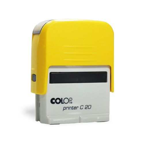 Carimbo Automatico Colop Printer Compacto 20 Amarelo Placa Texto Retangular 14x38mm