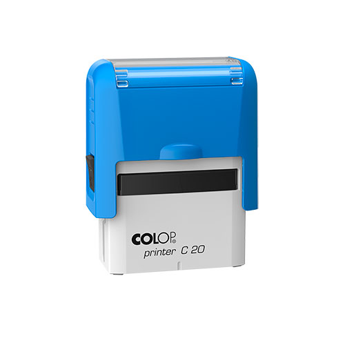 Carimbo Automatico Colop Printer Compacto 20 Azul Placa Texto Retangular 14x38mm