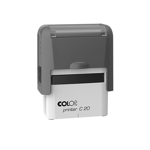 Carimbo Automatico Colop Printer Compacto 20 Cinza Placa Texto Retangular 14x38mm