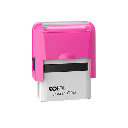 Carimbo Automatico Colop Printer Compacto 20 Rosa Placa Texto Retangular 14x38mm