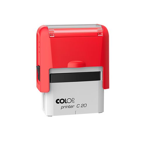 Carimbo Automatico Colop Printer Compacto 20 Vermelho Placa Texto Retangular 14x38mm