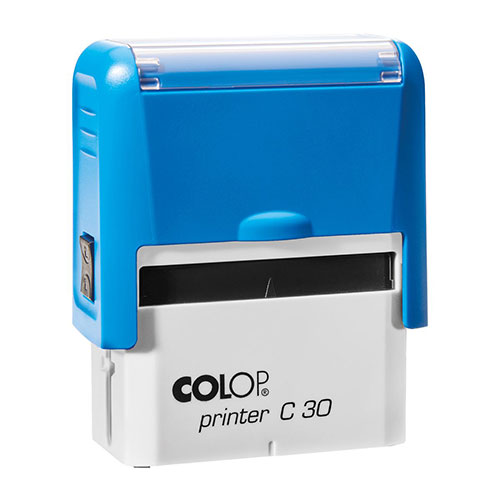 Carimbo Automatico Colop Printer Compacto 30 Azul Placa Texto Retangular 18x47mm