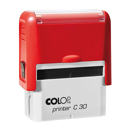 Carimbo Automatico Colop Printer Compacto 30 Vermelho Placa Texto Retangular 18x47mm