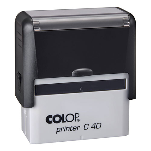 Carimbo Automatico Colop Printer Compacto 40 Preto Placa Texto Retangular 23x59mm