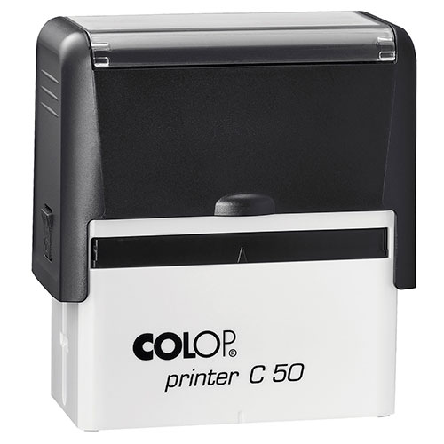 Carimbo Automatico Colop Printer Compacto 50 Preto Placa Texto Retangular 30x69mm