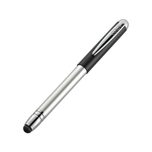 Caneta Carimbo Pen Stamp Alu Magnet Colop Prateada com Tampa Preta e Ponta Touch