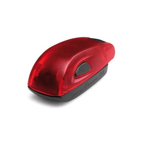 Carimbo de Bolso Colop Mouse Stamp Vermelho Rubi Translúcido Placa Texto Retangular 14x38mm