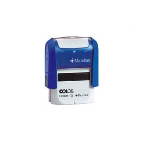 Carimbo Automatico Colop Printer Standard 10 Microban Azul Placa Texto Retangular 10x27mm