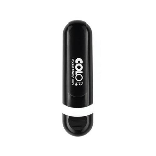 Carimbo de Bolso Colop Mini Pocket Stamp 10 Preto Placa Texto Retangular 10x38mm
