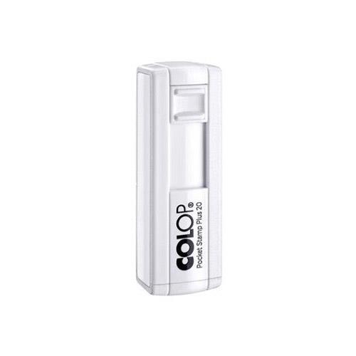 Carimbo de Bolso Colop Pocket Stamp Plus Branco Placa Texto Retangular 14x38mm
