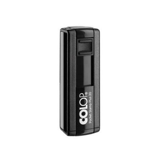 Carimbo de Bolso Colop Pocket Stamp Plus Preto Placa Texto Retangular 14x38mm