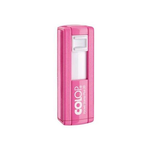 Carimbo de Bolso Colop Pocket Stamp Plus Rosa Placa Texto Retangular 14x38mm