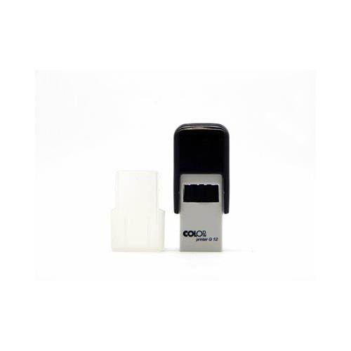Carimbo Automático Colop Printer Q12 Preto Placa Texto Quadrada 12x12mm