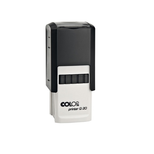 Carimbo Automático Colop Printer Q20 Preto Placa Texto Quadrada 20x20mm