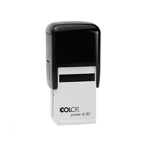 Carimbo Automático Colop Printer Q30 Preto Placa Texto Quadrada 30x30mm
