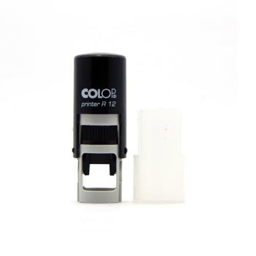Carimbo Automático Colop Printer R12 Preto Placa Texto Redonda 12mm