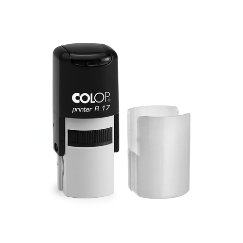 Carimbo Automático Colop Printer R17 Preto Placa Texto Redonda 17mm