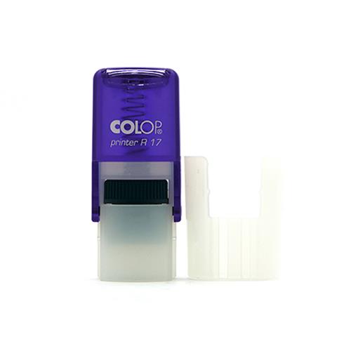 Carimbo Automático Colop Printer R17 Azul índigo Translúcido Placa Texto Redonda 17mm