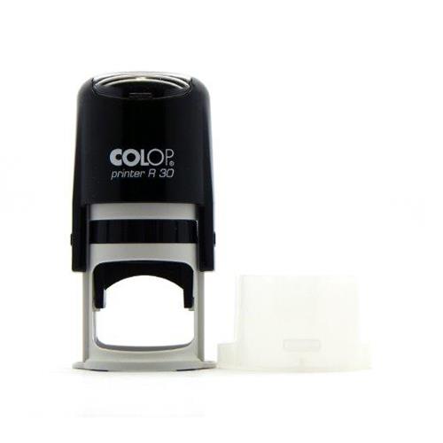 Carimbo Automático Colop Printer R30 Preto Placa Texto Redonda 30mm