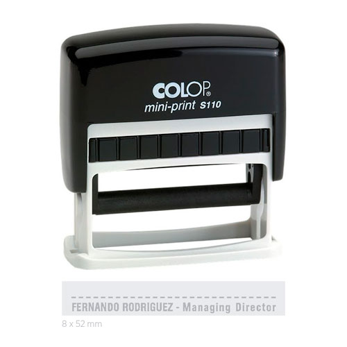 Carimbo Automático Colop Mini Printer S110 Preto Placa Texto Retangular 8x52mm