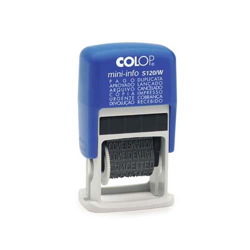 Carimbo Automatico Colop Mini Printer S120w Azul Varios Dizeres