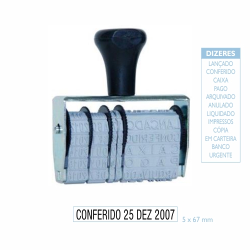 Carimbo Datador Manual Data Kanji Vários Dizeres Contábil com Data