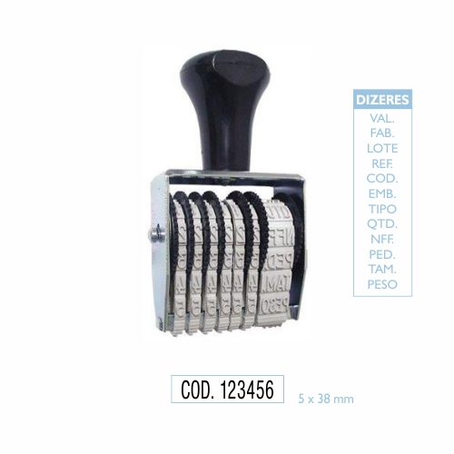 Marcador Manual Data Kanji Vários Dizeres Produção 6 Fitas de Número 4 Mm