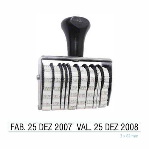 Carimbo Datador Manual Data Kanji Duplo Linear 3mm