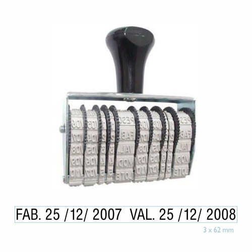 Carimbo Datador Manual Data Kanji Duplo Linear com Val/fab