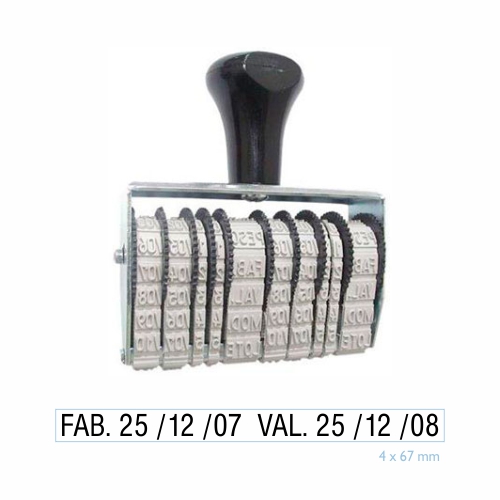 Carimbo Datador Manual Data Kanji Duplo Linear com Mês Numérico 4mm