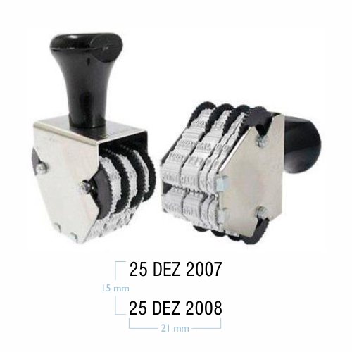 Carimbo Datador Manual Data Kanji Duplo Sobreposto 3mm